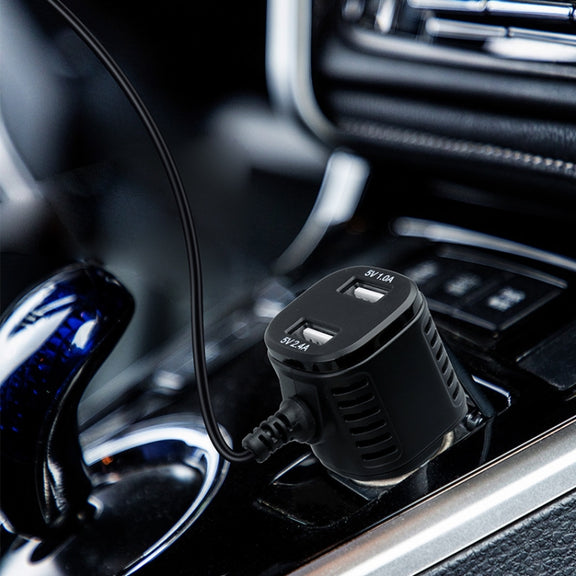 H519 Car Charger Driving Recorder Power Cord Dual USB With Display Charging Line, Specification: Mini Right Elbow