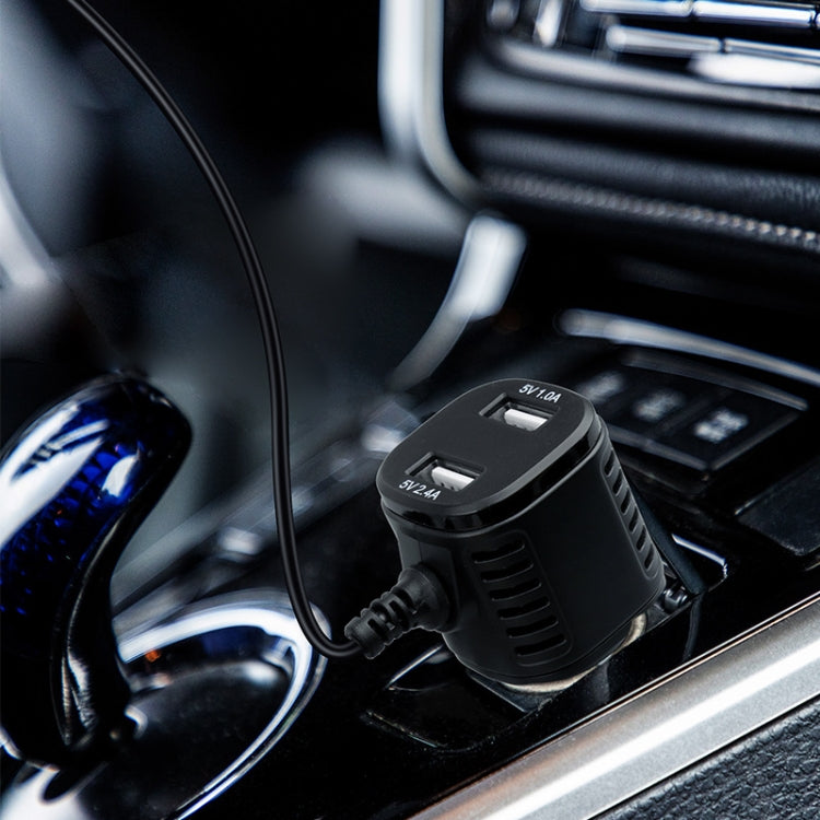 H519 Car Charger Driving Recorder Power Cord Dual USB With Display Charging Line, Specification: Mini Right Elbow
