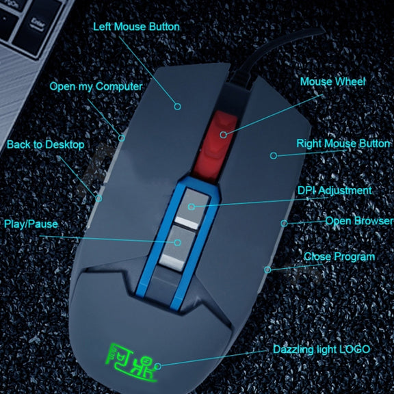 MOS9T 9 Keys 1600DPI Custom Mouse Built-in U Disk + Temperature Humidity Sensor, Cable Length: 2m