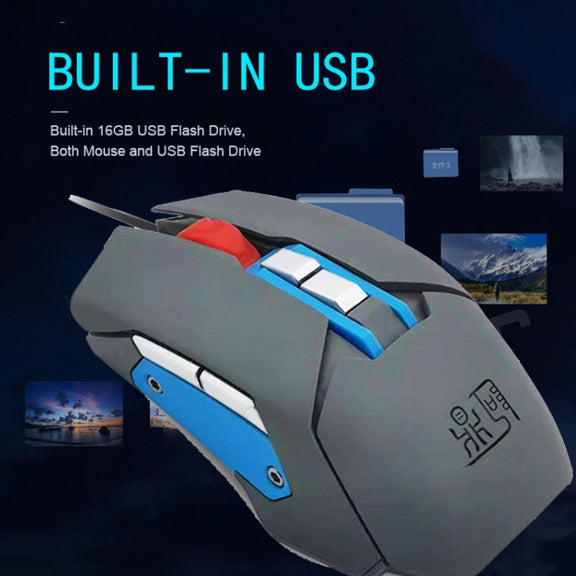 MOS9T 9 Keys 1600DPI Custom Mouse Built-in U Disk + Temperature Humidity Sensor, Cable Length: 2m