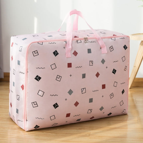 Oxford Cloth Quilt Moisture-Proof & Water-resistant Storage Bag Zipper Portable Moving Luggage Bag, Specification: 55x33x20cm(Pink Square)