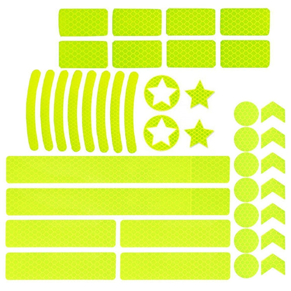Motorcycle Bicycle broach Reflective Sticker Children Balance Scooter Luminous Sticker(Five-angle Star Fluorescent Yellow)