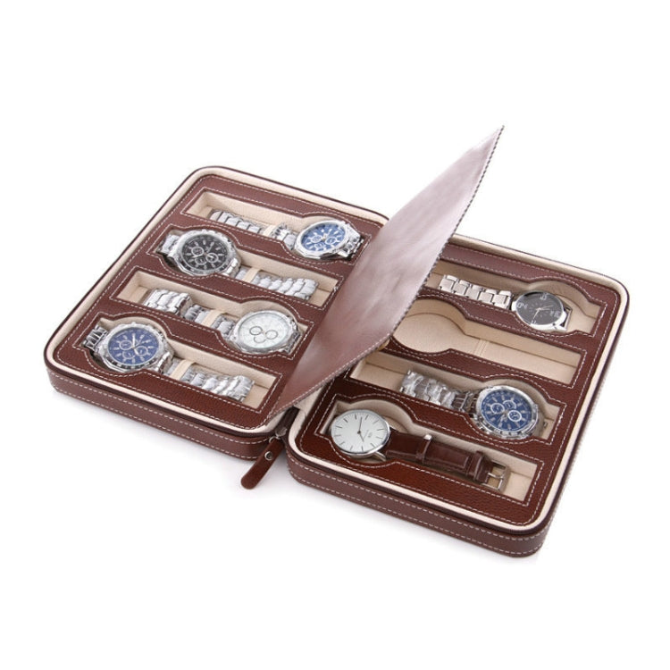 8-Digit Watch Storage Box Watch Display Box Portable Watch Travel Bag, Specification: 24 x 18 x 6cm(Brown)