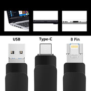 64GB USB 3.0 + 8 Pin + USB-C / Type-C 3 in 1 Mobile Computer Metal U-Disk(Black)