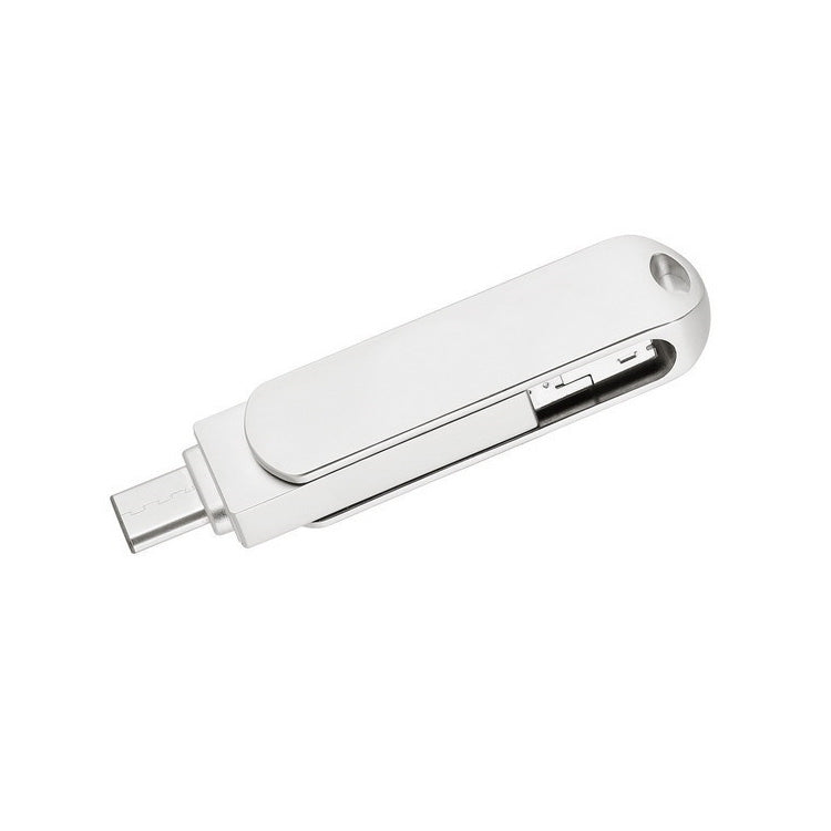 32GB USB 3.0 + 8 Pin + USB-C / Type-C 3 in 1 Phone Computer Rotatable Metal U-Disk