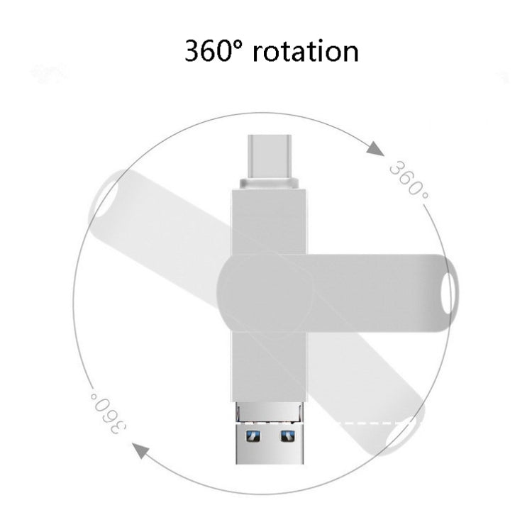 32GB USB 3.0 + 8 Pin + USB-C / Type-C 3 in 1 Phone Computer Rotatable Metal U-Disk