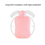 Hot Compress Stomach Hot Water Bottle Flannel Cover Cartoon Hand Warmer(Light Grey)