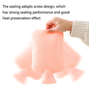 Hot Compress Stomach Hot Water Bottle Flannel Cover Cartoon Hand Warmer(Light Grey)