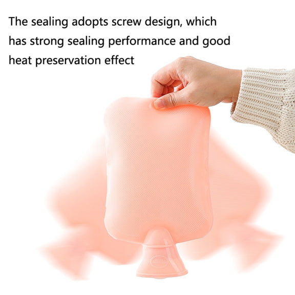Hot Compress Stomach Hot Water Bottle Flannel Cover Cartoon Hand Warmer(Light Grey)