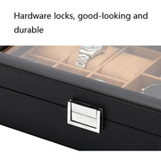 6+3 PU Watch Glasses Case Carbon Fiber PU Skin Watch Box Sunglasses Box(Black)