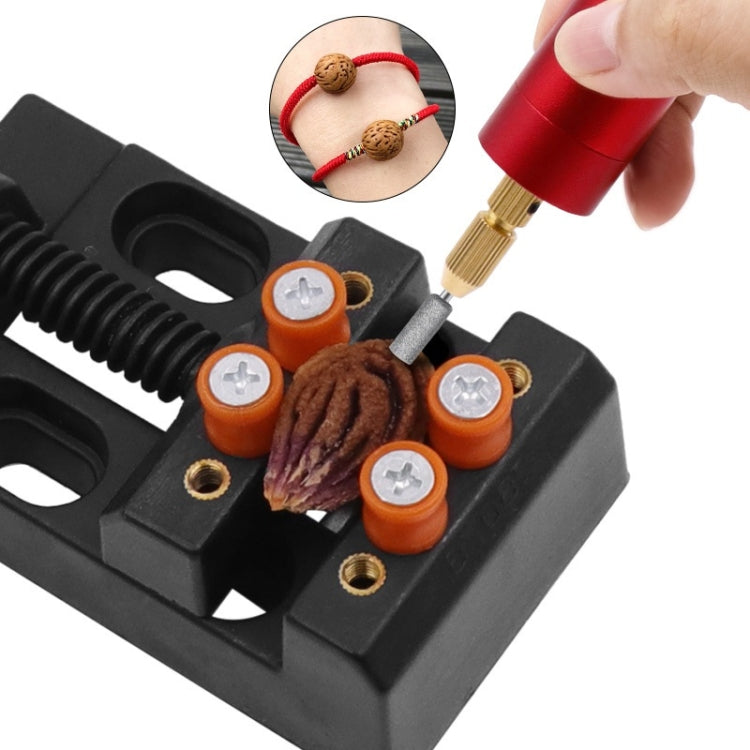 Eight-Hole Mini Flat Bench Vise Bodhi Beads Walnut Fixture(Orange)