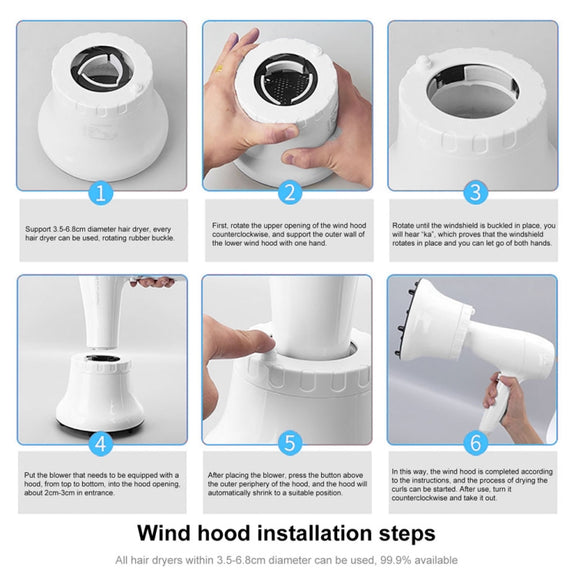 G8 Universal Hair Diffuser Adaptable For Blow Dryers with Rotatable Design Curly Hair Large Wind Hood(White)
