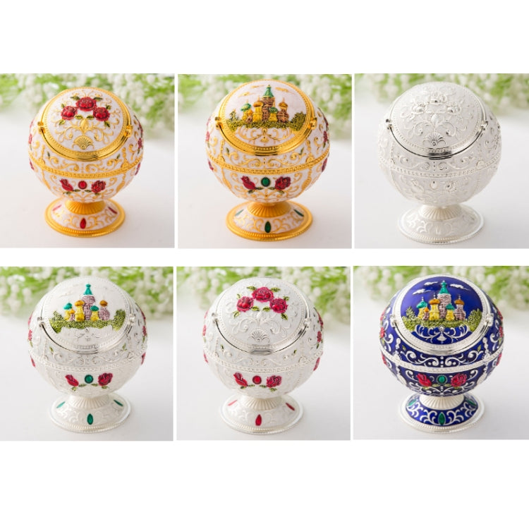 Metal Globe Ashtray With Lid Holiday Gift Tea Table Decoration(Phnom Pencasting Castle)