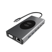 BX15W USB HUB Type-C Docking Station with Wireless Charge Function(15 in 1)