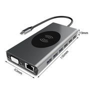 BX15W USB HUB Type-C Docking Station with Wireless Charge Function(15 in 1)