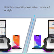 F12 6 Fans USB Semiconductor Computer Radiator Notebook Stand with Phone Holder, Colour: Blue Light