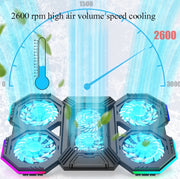 F12 6 Fans USB Semiconductor Computer Radiator Notebook Stand with Phone Holder, Colour: Blue Light + RGB Light