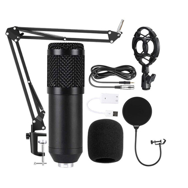 BM800 Condenser Microphone Set With USB Adapter(Black And Black Net)