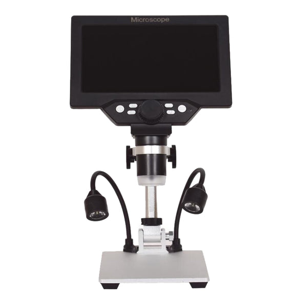 G1200D 7 Inch LCD Screen 1200X Portable Electronic Digital Desktop Stand Microscope(EU Plug With Battery)
