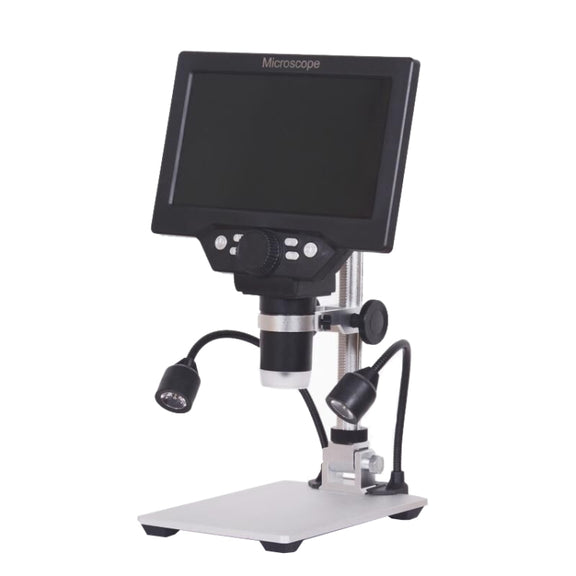 G1200D 7 Inch LCD Screen 1200X Portable Electronic Digital Desktop Stand Microscope(UK Plug With Battery)