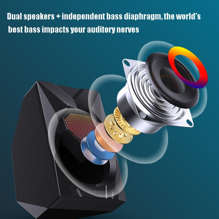FOREV FV-209 One Pair Digital Mini Speakers Multimedia Colorful Lights Subwoofer Small Speaker