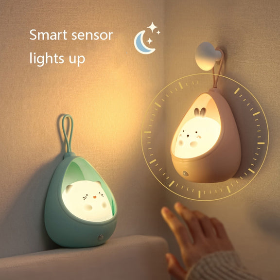 TL15 Cartoon Body Sensing Bedside Cabinet USB Charging Night Light(Pink Cat)