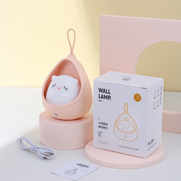 TL15 Cartoon Body Sensing Bedside Cabinet USB Charging Night Light(Pink Cat)