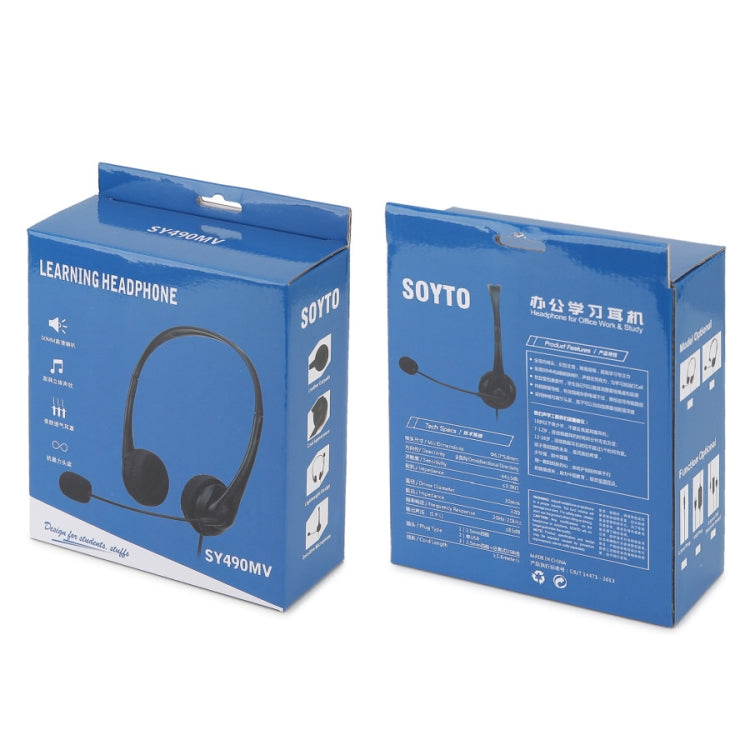 SOYTO SY490 Teaching Office Network Class Student Education Computer Headset, Style: Double Ear Black Separation USB