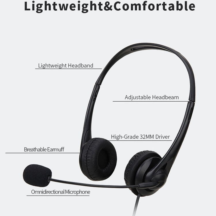 SOYTO SY490 Teaching Office Network Class Student Education Computer Headset, Style: Double Ear Black Separation USB