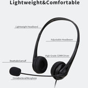 SOYTO SY490 Teaching Office Network Class Student Education Computer Headset, Style: Double Ear Black Separation USB