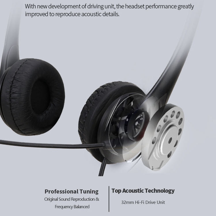 SOYTO SY490 Teaching Office Network Class Student Education Computer Headset, Style: Double Ear Black Separation USB