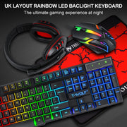 T-WOLF TF-800 4 in 1 Gaming Luminous Keyboard Mouse Headset Set(English Version)