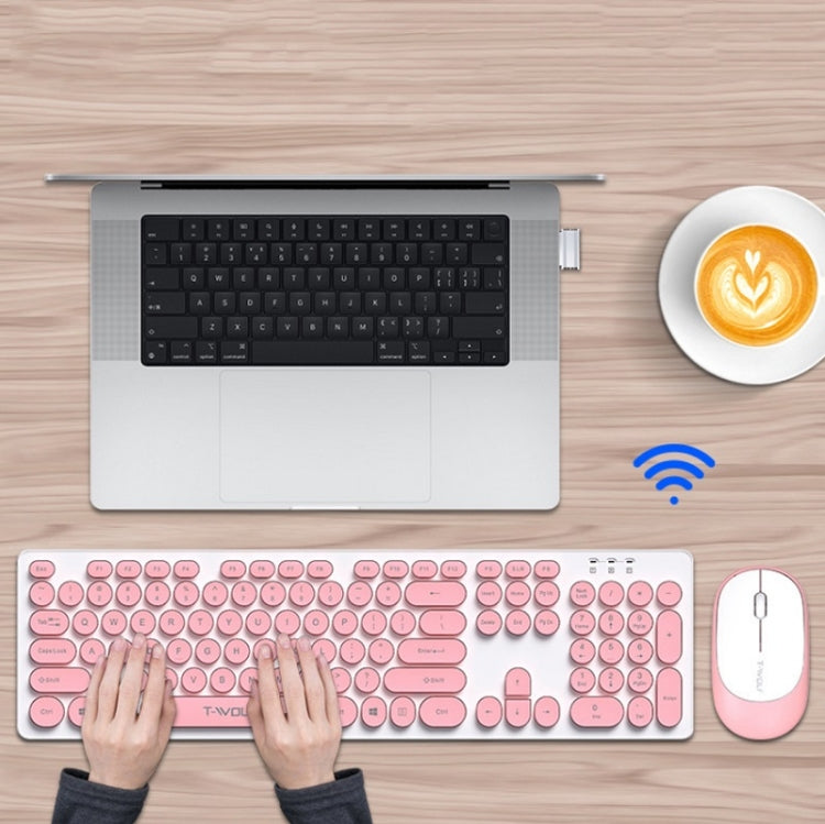 T-WOLF TF770 Mechanical Feel Wireless Gaming Keyboard And Mouse Set(Pink)
