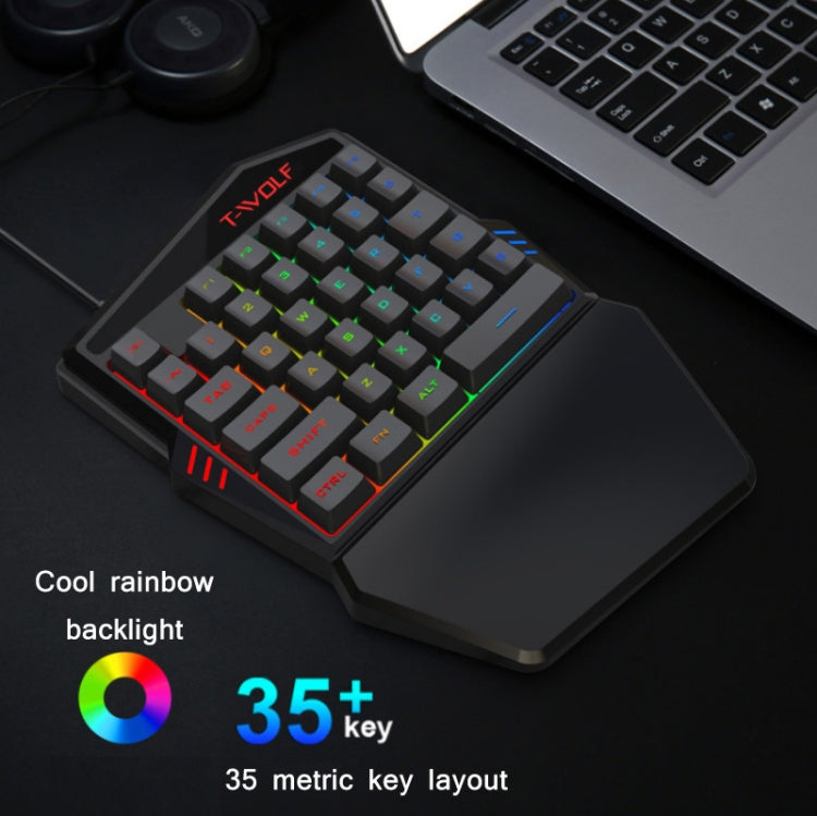 T-WOLF Mobile Gaming One-Handed Keyboard，Specification： TF-900 Set