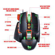 T-WOLF V9 8 Keys 3200 DPI Gaming Macro Definition Mechanical Wired Mouse(Black)