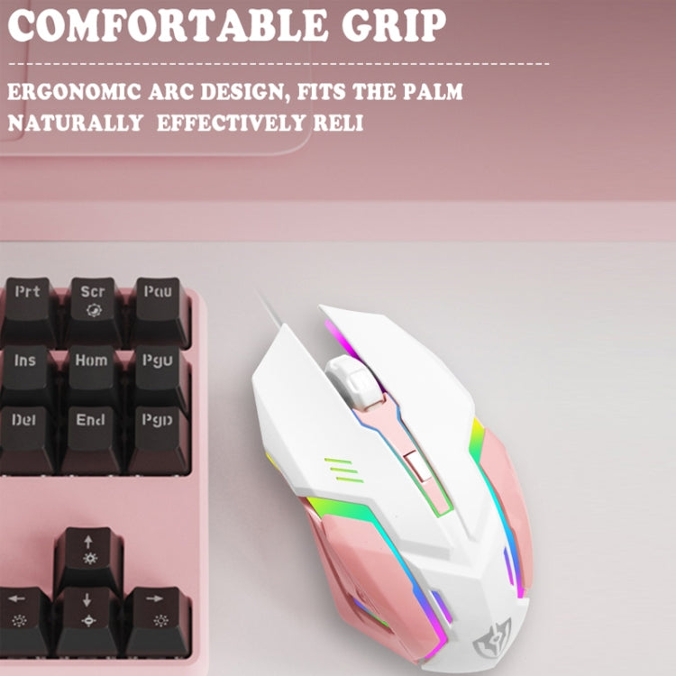 Shipadoo LD-122 4 in 1 Girly Glowing Keyboard + Mouse + Earphone + Mouse Pad Set(Pink Punk)