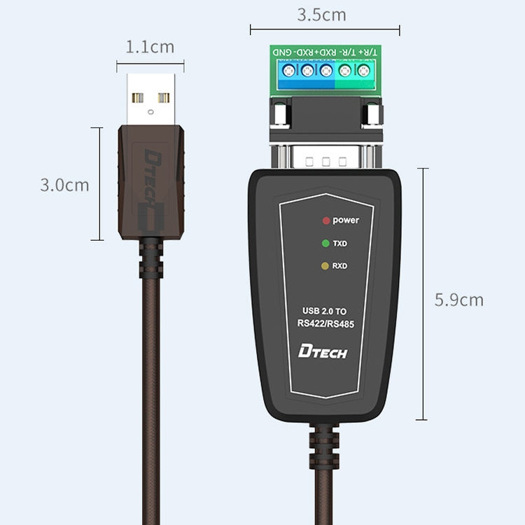 DTECH DT-5019 USB to RS485 / RS422 Conversion Cable, FT232 Chip, Length: 0.5m