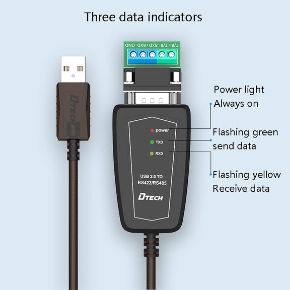 DTECH DT-5019 USB to RS485 / RS422 Conversion Cable, FT232 Chip, Length: 0.5m