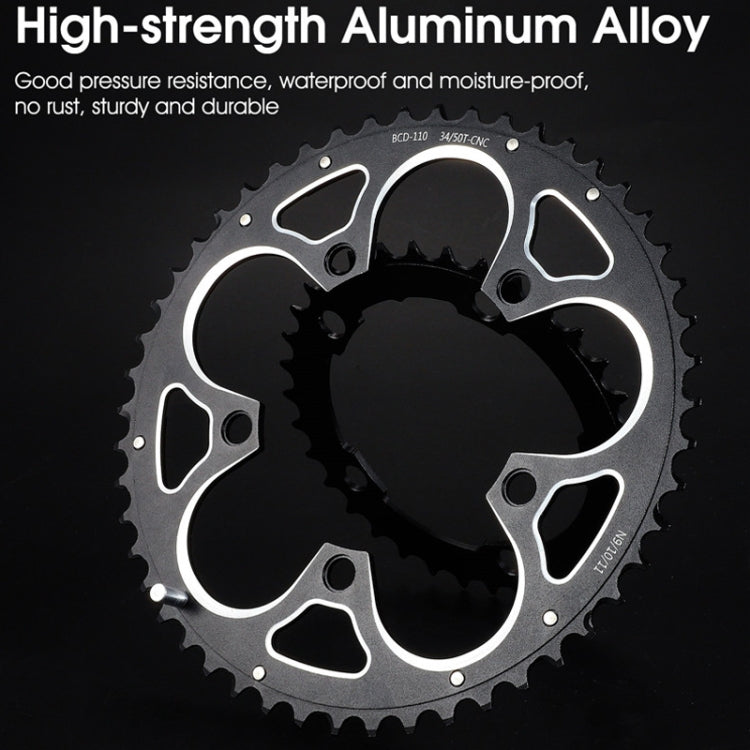 WEST BIKING 34T-50T Road Bike Racing Folding Chainwheel(Black)