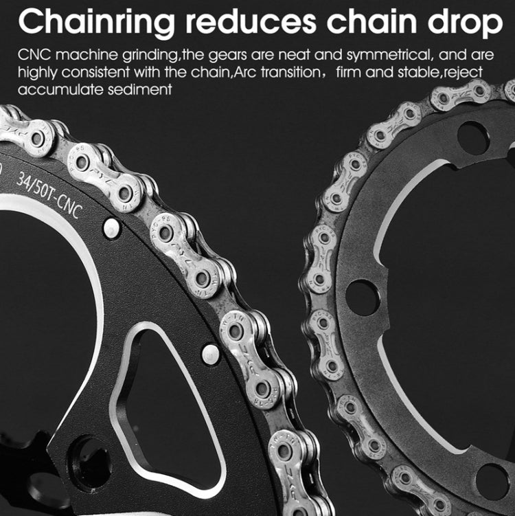 WEST BIKING 34T-50T Road Bike Racing Folding Chainwheel(Black)