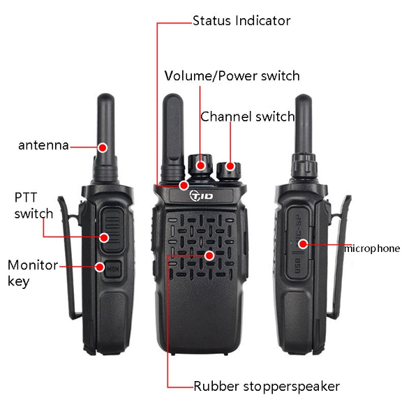 2pcs TID 118 Small Walkie Talkie Radio Communication, CN Plug