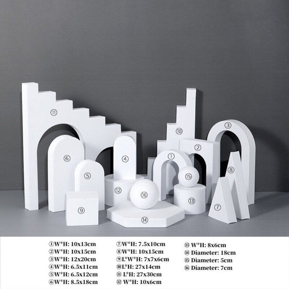 16 In 1 Photography Geometry Foam Cube Photo Studio Props(White)