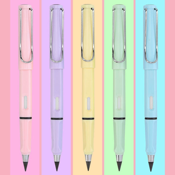 5 PCS No Ink No Need To Sharpen Drawing Sketch Pen Not Easy To Break Erasable HB Writing Pencil(Makaron Blue)