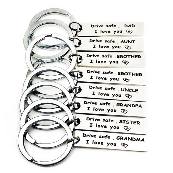 10 PCS C1010 Drive Safe Stainless Steel Tag Keychain 10x40mm(Grand Ma)