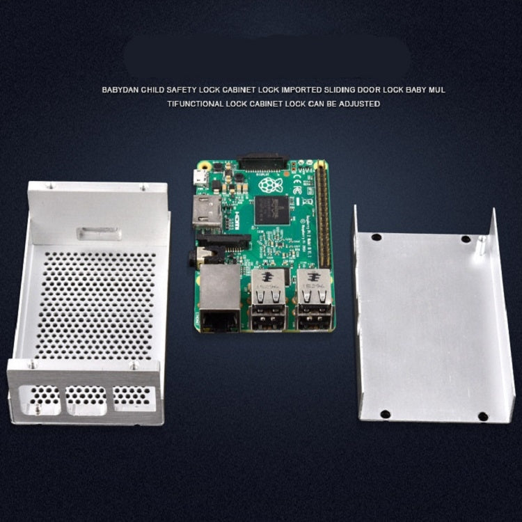 Aluminum Alloy Shell Grid Cooling Box For Raspberry Pi 3 Model B Pi 2/B + Black with Fan