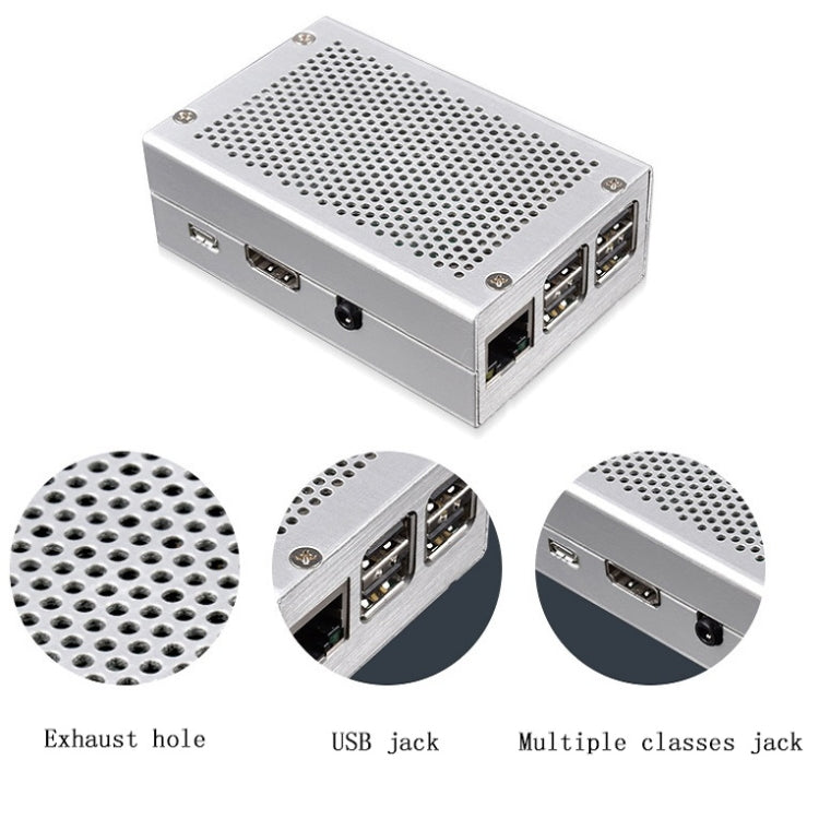 Aluminum Alloy Shell Grid Cooling Box For Raspberry Pi 3 Model B Pi 2/B + Black with Fan
