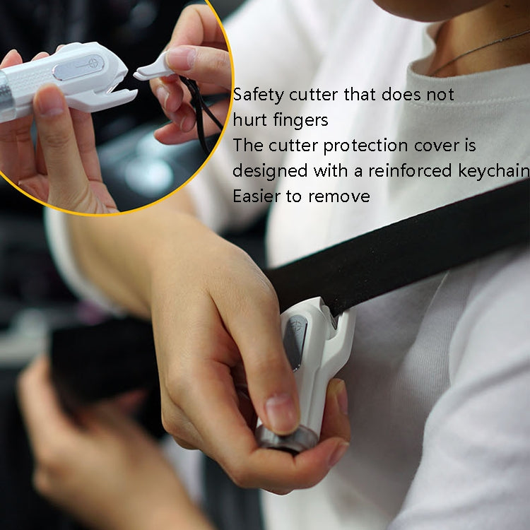 CS-B09 Safety Hammer Tungsten Steel Striker Windows Breaker With Seat Belt Cutter(White)