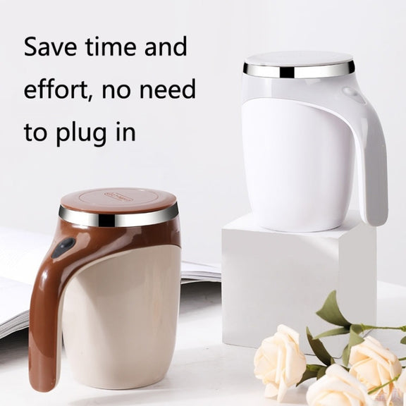 A223 Stainless Steel Automatic Magnetized Coffee Mixing Cup(White)