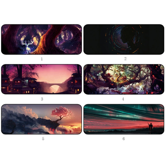 Hand-Painted Fantasy Pattern Mouse Pad, Size: 400 x 900 x 5mm Seaming(4 Tree Scenery)