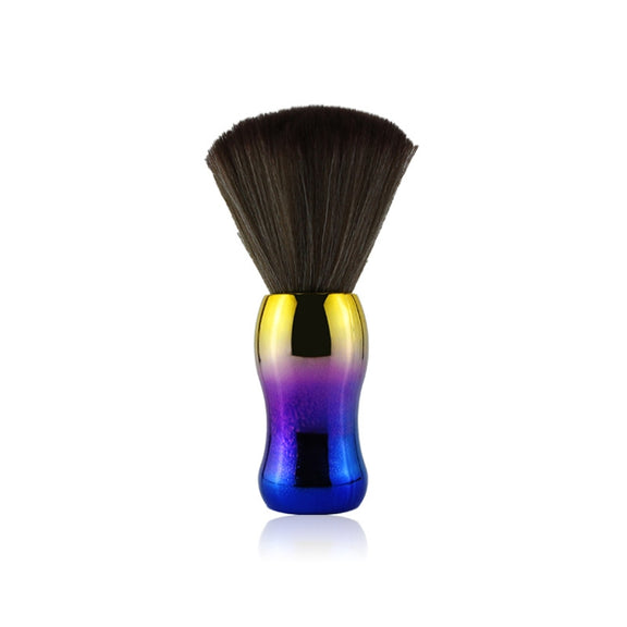 Electroplating Broken Hair Brush Haircut Neck Cleaning Brush( Round Handle Gradient Yellow)